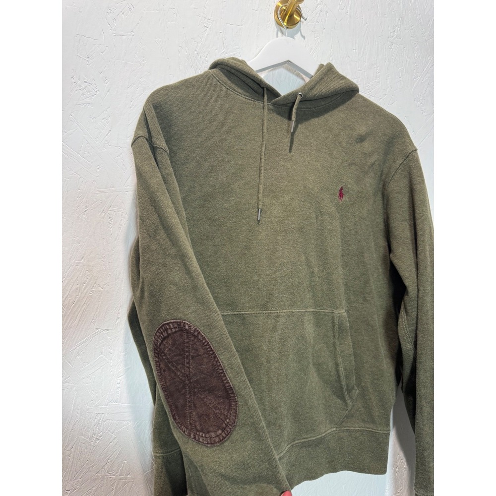 Polo Ralph Lauren Mens Olive Green Corduroy Elbow Patch Hoodie Sweatshirt Large